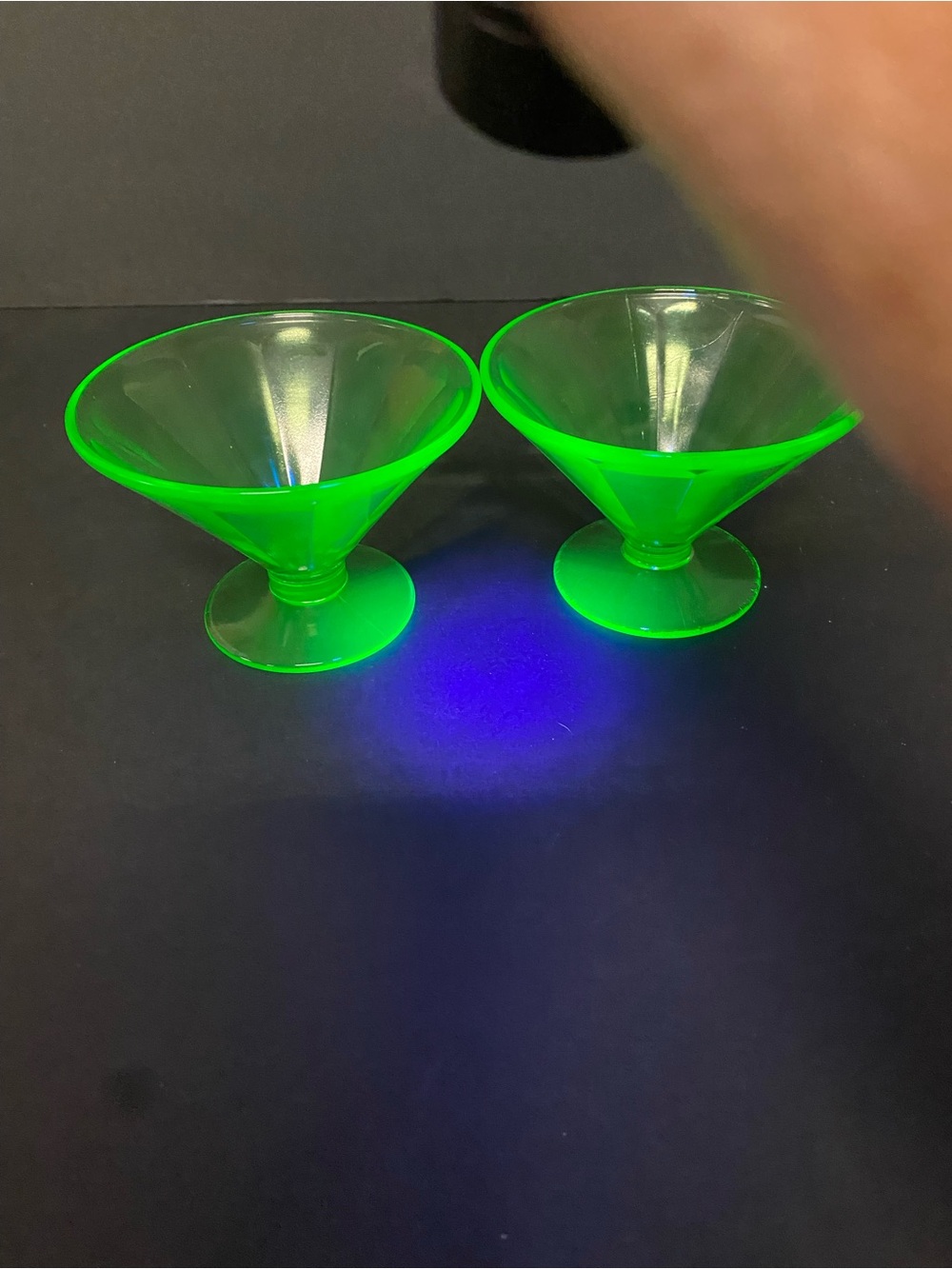 Set of 2 Uranium Glass Desert Cups